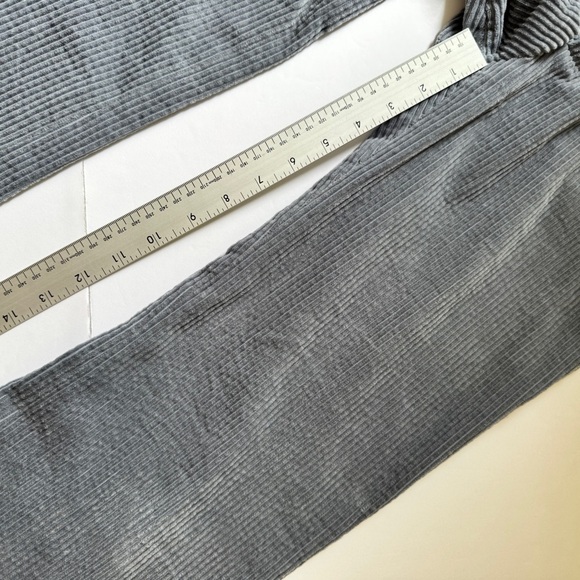 Zara Woman Pants Straight Leg Corduroy Trousers Slacks Blue Gray Zip Pockets S - Picture 9 of 15